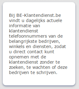 be-klantendienst - Klantendienst telefoonnummers